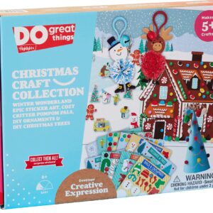 Highlights for Children Christmas Craft Kit for Kids, 5 Holiday Crafts in 1, Create a Jumbo Winter Wonderland Sticker Art Poster, Mini Christmas Trees, Ornaments, and Pom Pom Pals, Ages 6+