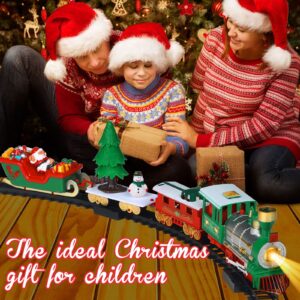 Christmas Electric Train Set Around The Christmas Tree, Train Toy Set with Track Locomotive Santa Claus Snowman Xmas Tree Music and Lights Christmas New Year Gifts for Boys Girls (Cute Style)