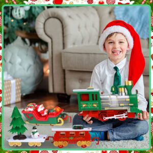 Christmas Electric Train Set Around The Christmas Tree, Train Toy Set with Track Locomotive Santa Claus Snowman Xmas Tree Music and Lights Christmas New Year Gifts for Boys Girls (Cute Style)