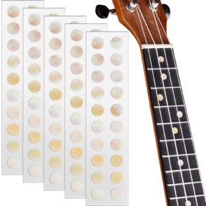 100 pcs 5 sheets dot fret markers guitar fretboard stickers guitar neck decal for guitars ukulele bass banjo aged white pearl, 0.25 inch (6.35mm)