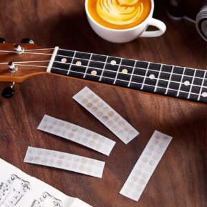 100 Pcs 5 Sheets Dot Fret Markers Guitar Fretboard Stickers Guitar Neck Decal for Guitars Ukulele Bass Banjo Aged White Pearl, 0.25 Inch (6.35mm)