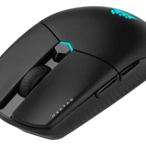 Corsair KATAR Elite Wireless Gaming Mouse - Ultra Lightweight, Marksman 26,000 DPI Optical Sensor, Sub-1ms Slipstream Wireless Connection, Up to 110 Hours of Rechargeable Battery Life - Black