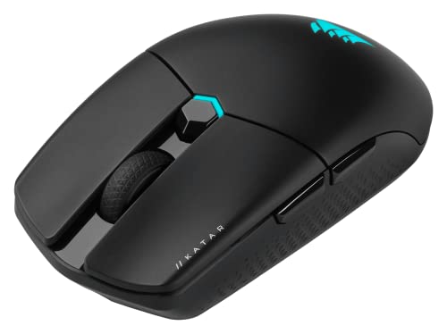 Corsair KATAR Elite Wireless Gaming Mouse - Ultra Lightweight, Marksman 26,000 DPI Optical Sensor, Sub-1ms Slipstream Wireless Connection, Up to 110 Hours of Rechargeable Battery Life - Black