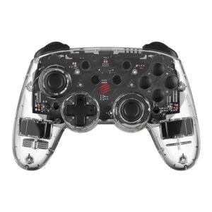 Mad Catz C.A.T. 9 Bluetooth 5.0 Wireless USB-C Wired Game Controller Clear 8-Color RGB Illumination Dual Vibration 6-Axis Motion Sensor - PC/iPhone/Android/Switch