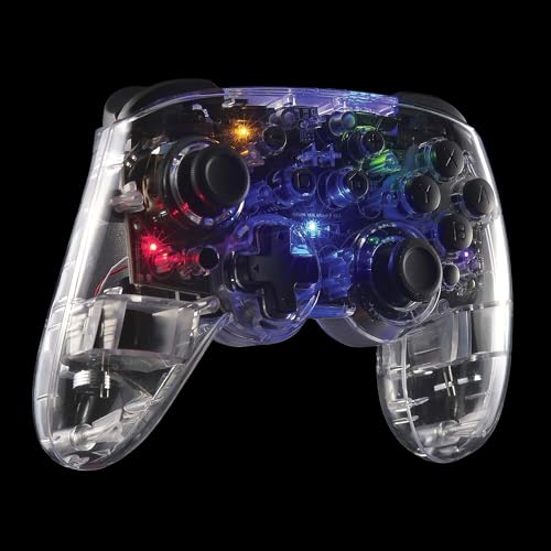 Mad Catz C.A.T. 9 Bluetooth 5.0 Wireless USB-C Wired Game Controller Clear 8-Color RGB Illumination Dual Vibration 6-Axis Motion Sensor - PC/iPhone/Android/Switch