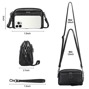 GAEKEAO Crossbody Bags for Women Small Genuine Leather Shoulder Purse Cross Body Bag with Wristlet Top Zipper