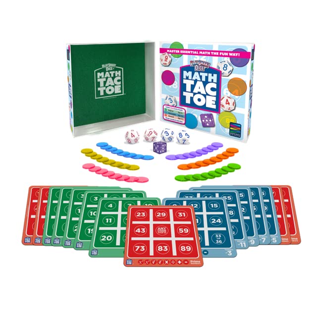 Semper Smart Games PlaySmart Dice Math-Tac-Toe: Get Sharp on Mental Math with a Fun New Twist on a Timeless Classic! Multiple Skill-leveled Math Bingo Made Fun for 8 and up!