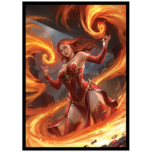 Fantasy North - Keara Hayes - Fire Mage - 100 Smooth Matte TCG Trading Card Sleeves - Fits Magic MTG Commander Pokemon and Other Card Games - Playing Card Sleeves