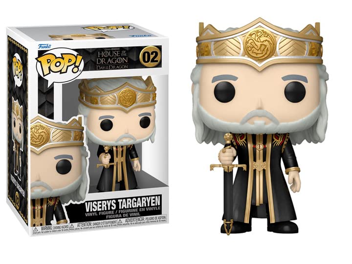 POP House of Dragon - Viserys Targaryen Funko Vinyl Figure (Bundled with Compatible Box Protector Case), Multicolored, 3.75 inches