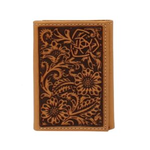 ariat men's ariat trifold wallet brown