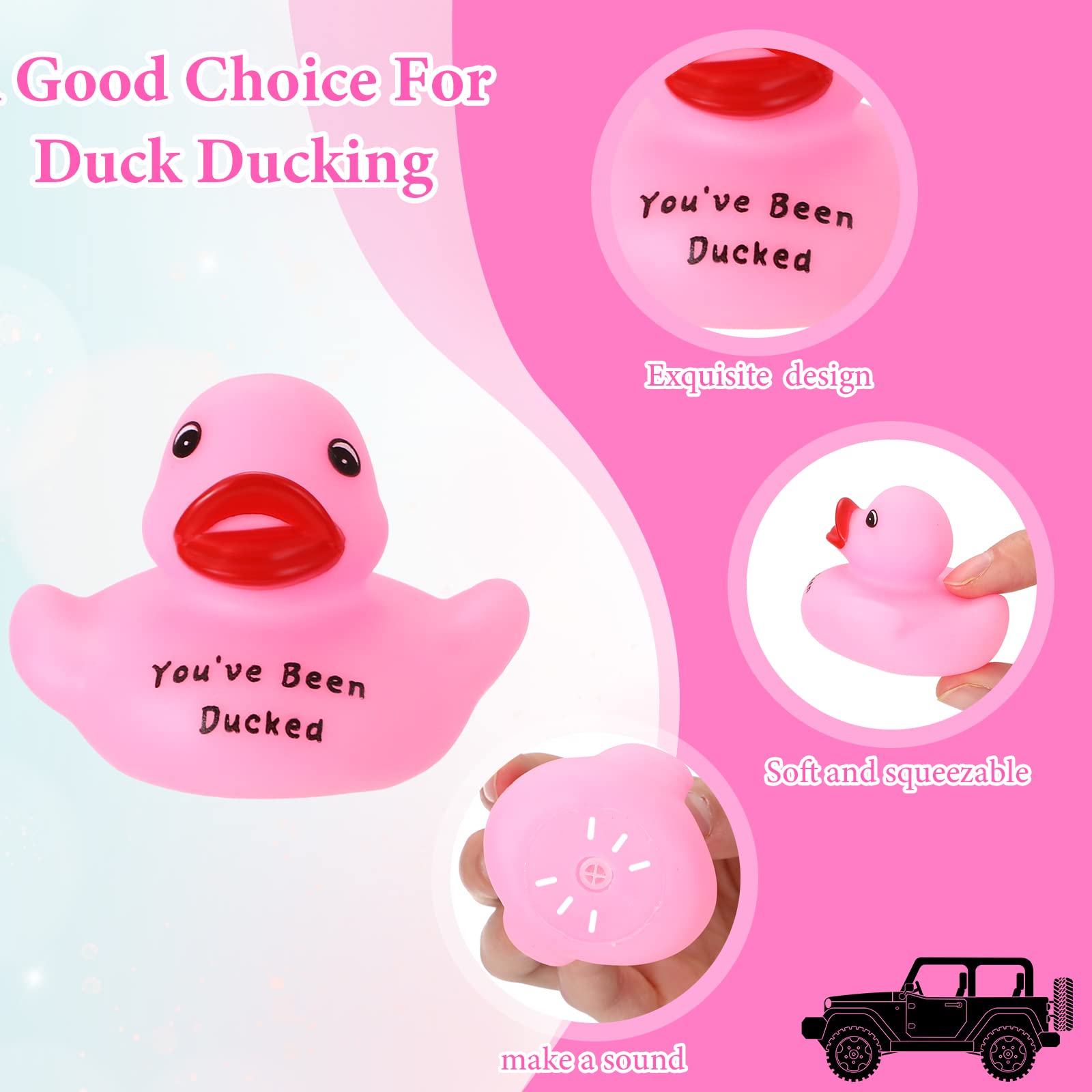 30 Pcs Pink Rubber Ducks You've Been Ducks Shower Rubber Ducks 2.16 Inch Rubber Ducks Small Ducks Float Bathtub Toys Party Favor for Birthday Carnival Ducking Game