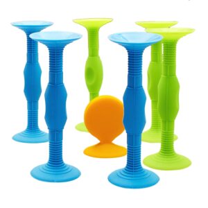 ZhuoChiMall Sucker Darts Throwing Game Set, Silicone Suction Cup Toys, Safe Indoor,Outdoor Game for Kids and Family (7 Pcs, Blue and Green, Stick Easily)…