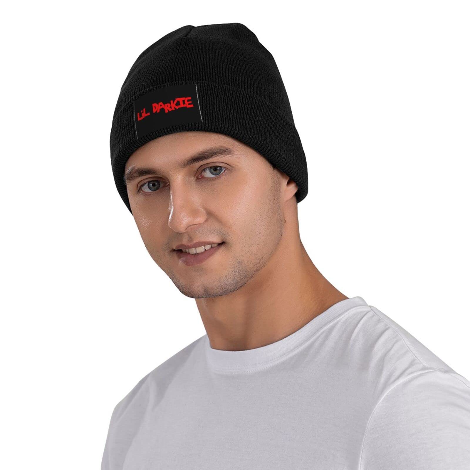 Lil Darkie Logo Knit Hat Winter Summer Warm Skull Cap for Womens and Mens Beanie Hat Black