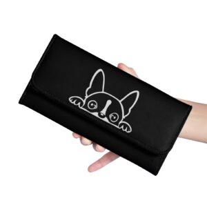 AFPANQZ Boston Terriers Print Long Wallets for Womens Girls Leather Trifold Multi Card Holder Slots Wallet, Elegant Clutch Long Purse for Women Travel Purses Holder Zip Coin Wallet Purse