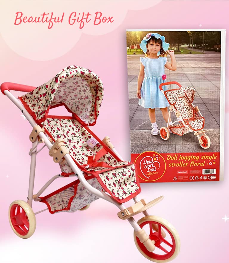 Baby Doll Stroller for Dolls | Play Toy Doll Stroller for Toddlers 3 Year Old Girls Gift | Push Pram Baby Stroller for Dolls, Babydoll Stroller Jogger Baby Carriage for Dolls (Quality Floral Print)