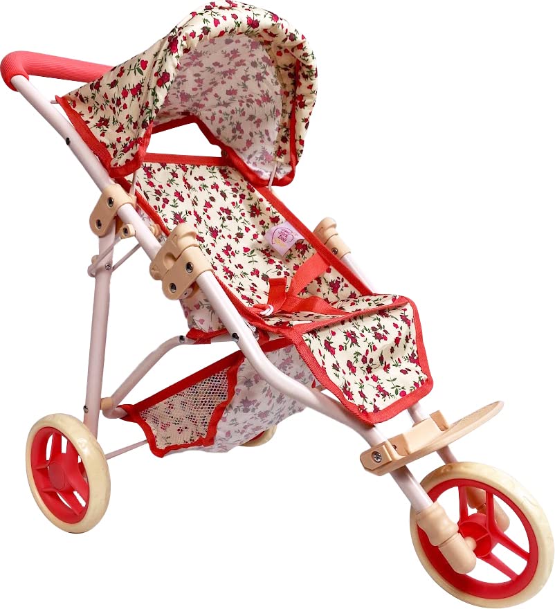 Baby Doll Stroller for Dolls | Play Toy Doll Stroller for Toddlers 3 Year Old Girls Gift | Push Pram Baby Stroller for Dolls, Babydoll Stroller Jogger Baby Carriage for Dolls (Quality Floral Print)