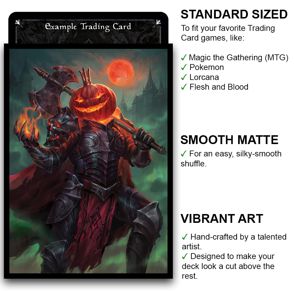 Fantasy North - The Pumpkin King - 100 Smooth Matte TCG Trading Card Sleeves - Fits Magic MTG Commander Pokemon and Other Card Games - Playing Card Sleeves