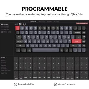 Keychron K3 Pro Wireless Custom Mechanical Keyboard, 75% Layout QMK/VIA Programmable Bluetooth/Wired RGB Ultra-Slim with Hot-swappable Gateron Low-Profile Brown Compatible with Mac Windows Linux