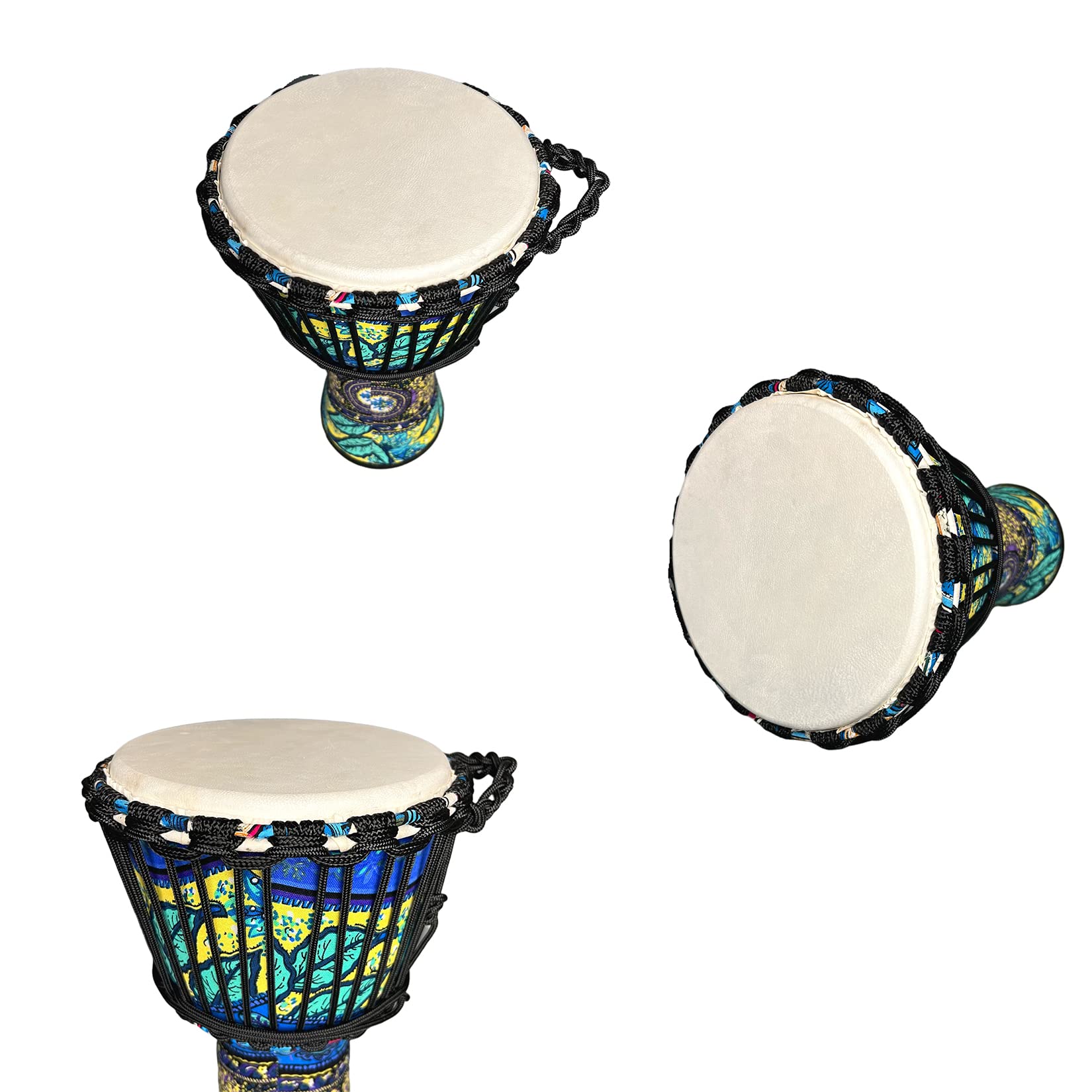 RUOSWTE 8.5 "Djembe Drum, Bongo Drum, Percussion Music, Sheepskin Drum Face, Professional Tuning, Hand Drum（Maple Blue）