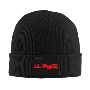 Lil Darkie Logo Knit Hat Winter Summer Warm Skull Cap for Womens and Mens Beanie Hat Black