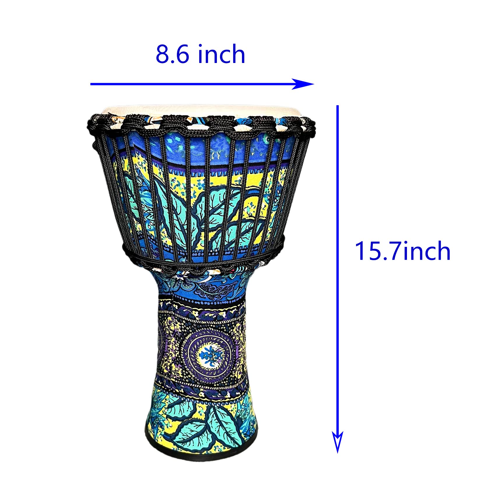 RUOSWTE 8.5 "Djembe Drum, Bongo Drum, Percussion Music, Sheepskin Drum Face, Professional Tuning, Hand Drum（Maple Blue）