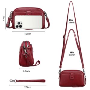 GAEKEAO Crossbody Bags for Women Small Genuine Leather Shoulder Purse Cross Body Bag with Wristlet Top Zipper