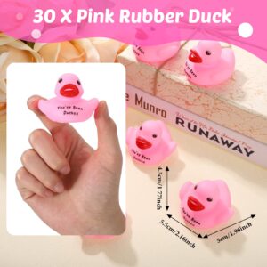 30 Pcs Pink Rubber Ducks You've Been Ducks Shower Rubber Ducks 2.16 Inch Rubber Ducks Small Ducks Float Bathtub Toys Party Favor for Birthday Carnival Ducking Game