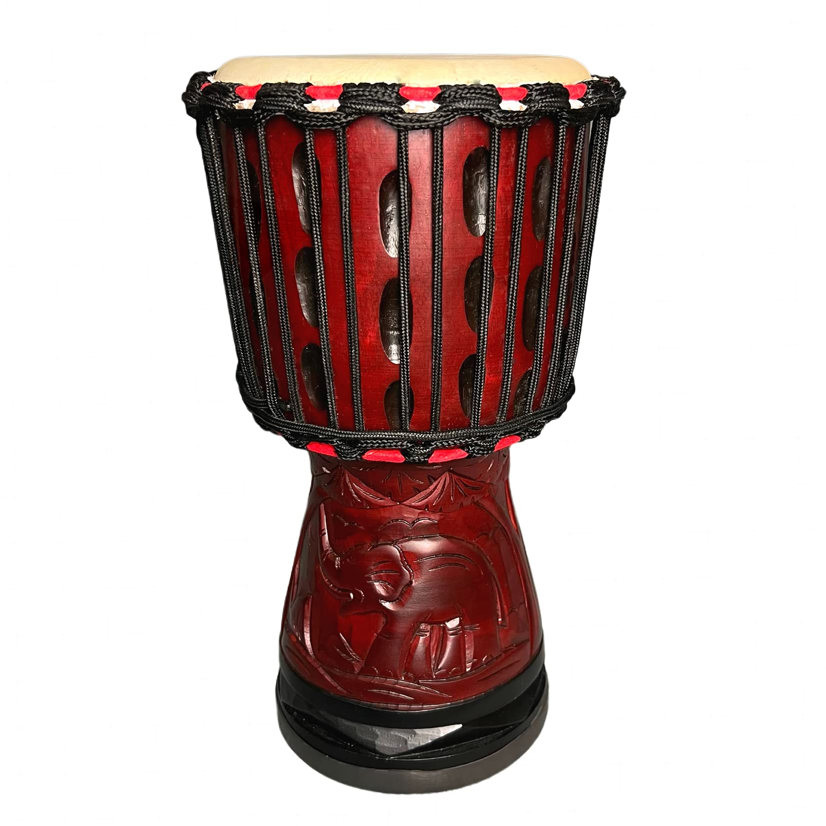 BORIYAM Djembe Drum 8'' Pure Handmade Solid Wood Deep Carving,Percussion, From West African Style Tambourine, Bongo