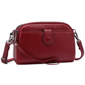 gaekeao crossbody bags for women small genuine leather shoulder purse cross body bag with wristlet top zipper