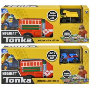 Tonka Truck Mega Mat with Vehicle Set for Kids - Bundle with Tonka Truck Playmat with Vehicle, Bonus Stickers and More | Tonka Toys for Boys 3-5