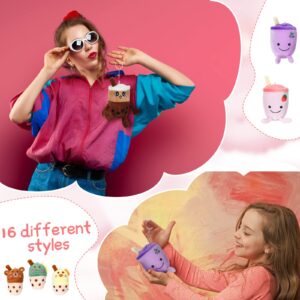 Jerify 16 Pcs Boba Tea Keychain Plush Bubble Tea Stuffed Animal Milk Tea Boba Plush Toy for Birthday Party Boba Lover(Animal)