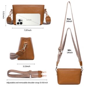 GAEKEAO Crossbody Bags Small Cross Body Bag Genuine Leather Shoulder Purse with Wide Strap for Women