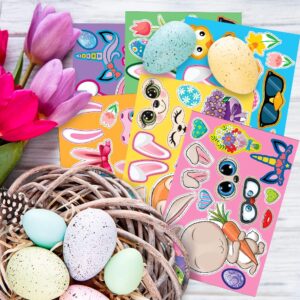 Artcreativity Easter Make Your Own Stickers, Bulk Easter Stickers for Kids (96 Sticker Sheets) with 6 Designs, Easter Basket Stuffers, Easter Egg Stickers and Bunny Stickers, Easter Crafts for Kids