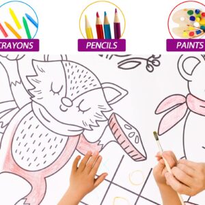 Wiooffen 2pcs Giant Thanksgiving Coloring Tablecloth Posters Activity 82”x 47” for Kids, Autumn Big Fall Paper Color-in Poster Table Cover Arts and Crafts for Kids Preschool Kindergarten Classroom