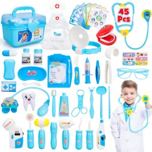 steam life doctor kit for kids, 45pcs kids doctor kit, doctor kit for toddlers 3-5 kids doctor playset doctor kit doctor toys for kids doctor set with stethoscope pretend play for boys girls 3 4 5 6 +