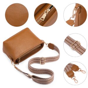 GAEKEAO Crossbody Bags Small Cross Body Bag Genuine Leather Shoulder Purse with Wide Strap for Women