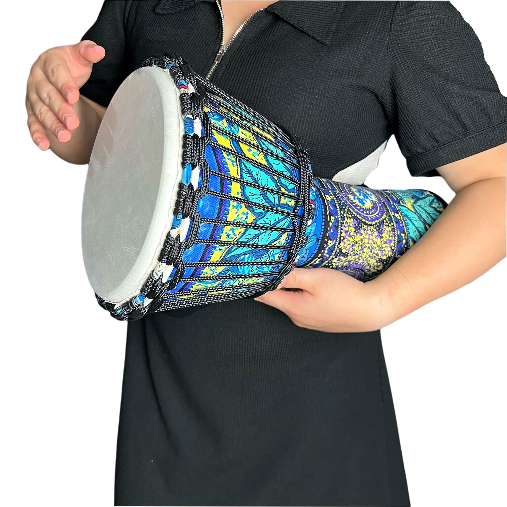 RUOSWTE 8.5 "Djembe Drum, Bongo Drum, Percussion Music, Sheepskin Drum Face, Professional Tuning, Hand Drum（Maple Blue）