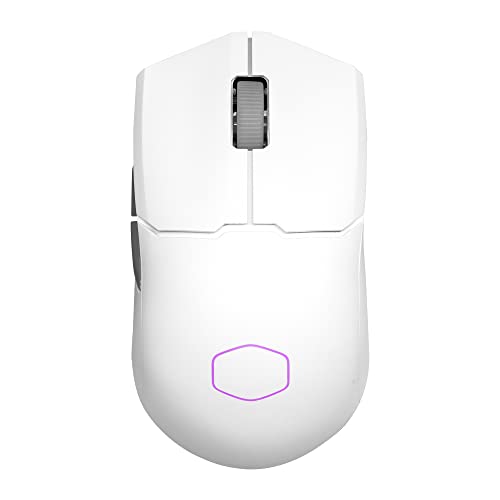 Cooler Master MM712 Wireless Gaming Mouse White with Adjustable 19,000 DPI, 2.4GHz and Bluetooth, Ultraweave Cable, PTFE Feet, RGB Lighting and MasterPlus+ Software