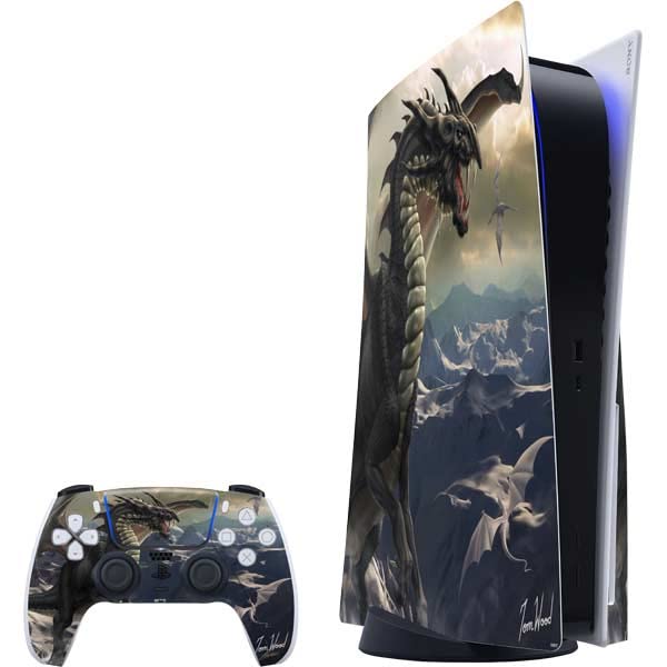 Skinit Decal Gaming Skin Compatible with PS5 Bundle - Officially Licensed Rogue Dragon by Tom Wood Design