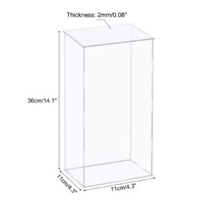 MECCANIXITY Acrylic Display Case Plastic Box Cube Storage Box Clear Assemble Showcase 4.3x4.3x14.1 Inch for Collectibles