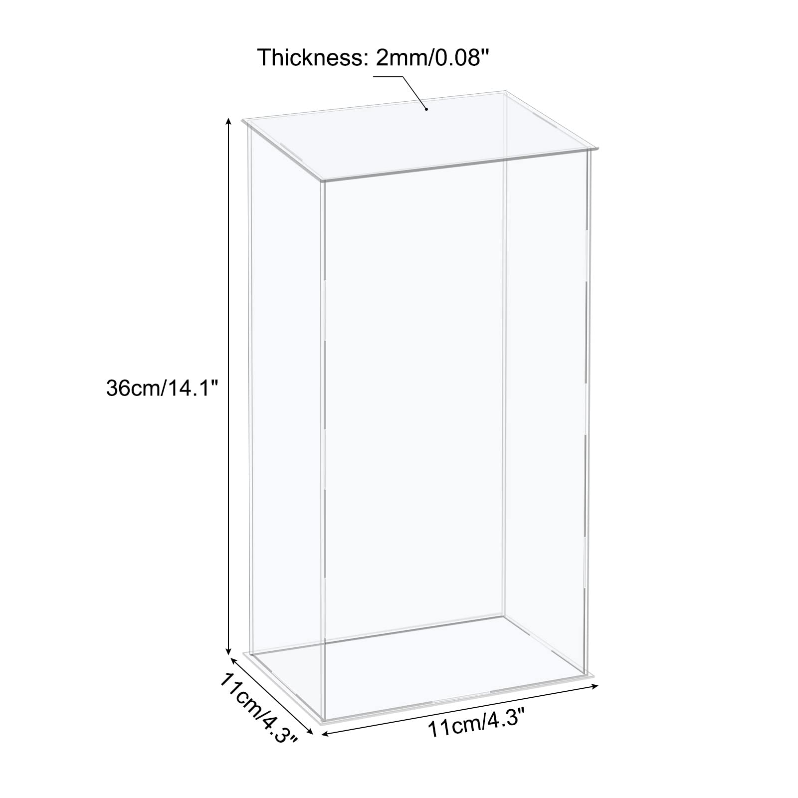 MECCANIXITY Acrylic Display Case Plastic Box Cube Storage Box Clear Assemble Showcase 4.3x4.3x14.1 Inch for Collectibles