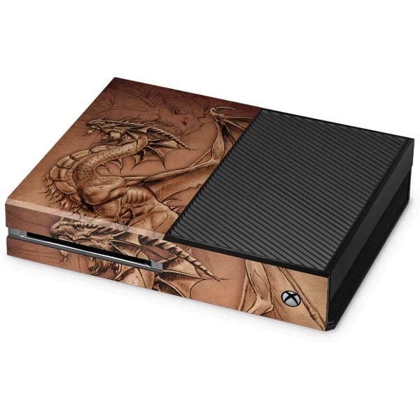 Skinit Decal Gaming Skin Compatible with Xbox One Console - Officially Licensed Tate and Co. Dragon Parchment Design