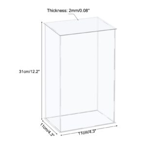 MECCANIXITY Acrylic Display Case Plastic Box Cube Storage Box Clear Assemble Showcase 4.3x4.3x12.2 Inch for Collectibles