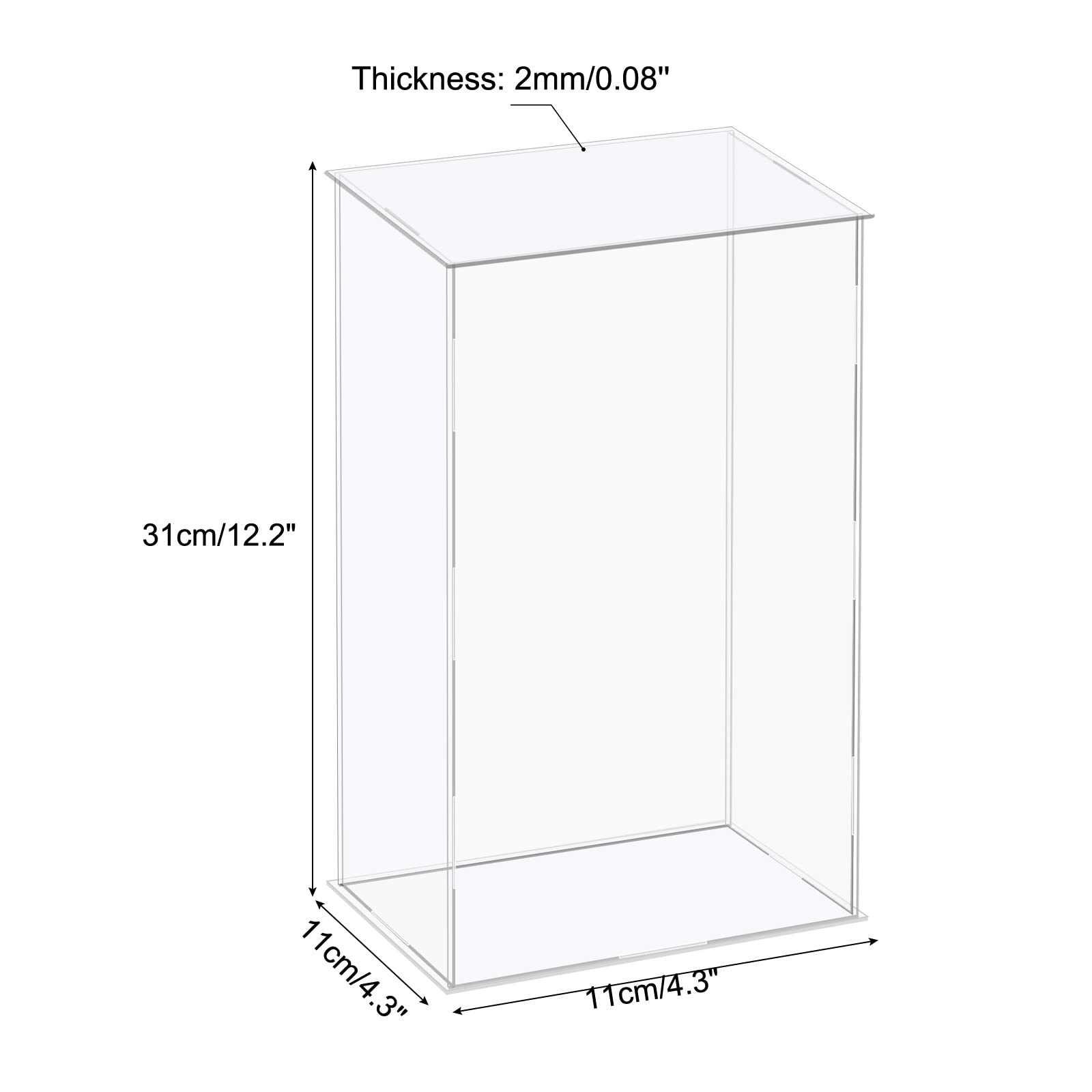 MECCANIXITY Acrylic Display Case Plastic Box Cube Storage Box Clear Assemble Showcase 4.3x4.3x12.2 Inch for Collectibles