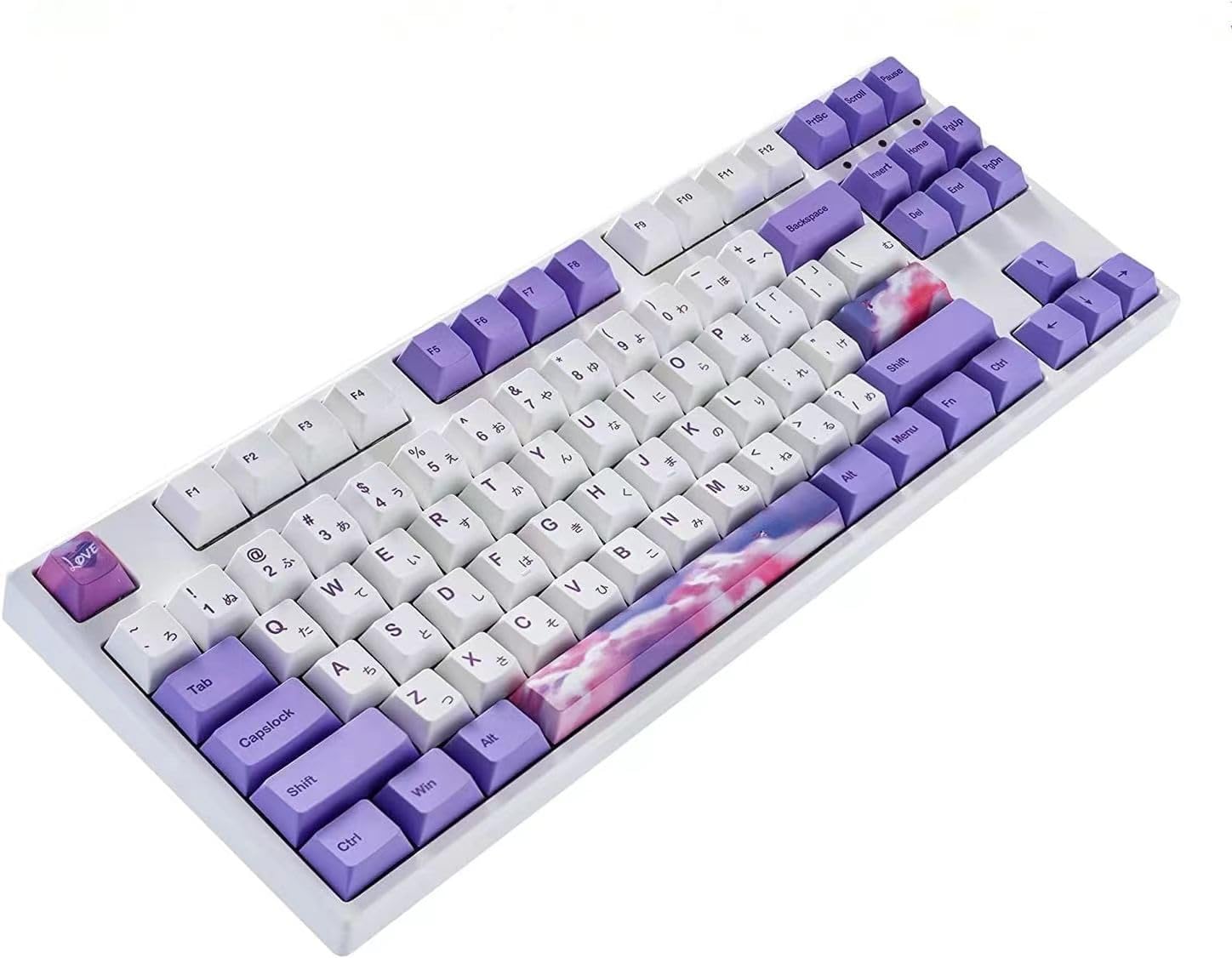 BOYI IK87 75% Tri-Mode Mechanical Gaming Keyboard,BT5.0/2.4G Wired RGB Keyboard,N-Key Rollover TKL Custom Keyboard Gateron Yellow Switch(Purple Dream Encounter Keycaps)