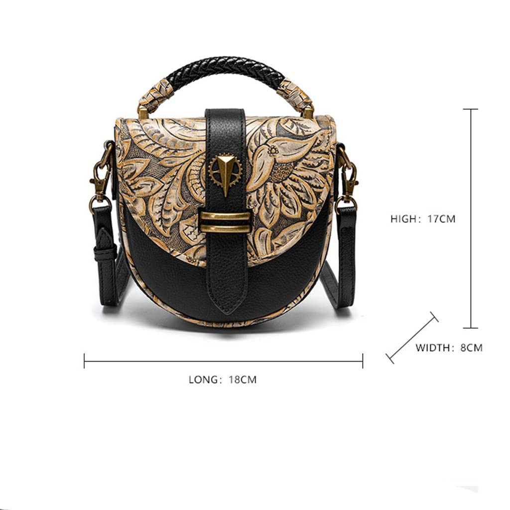 YQBUER Vintage Shoulder Messenger Bag Leather Embossed European and American Handbags (Size : 20cm-18cm-7cm)