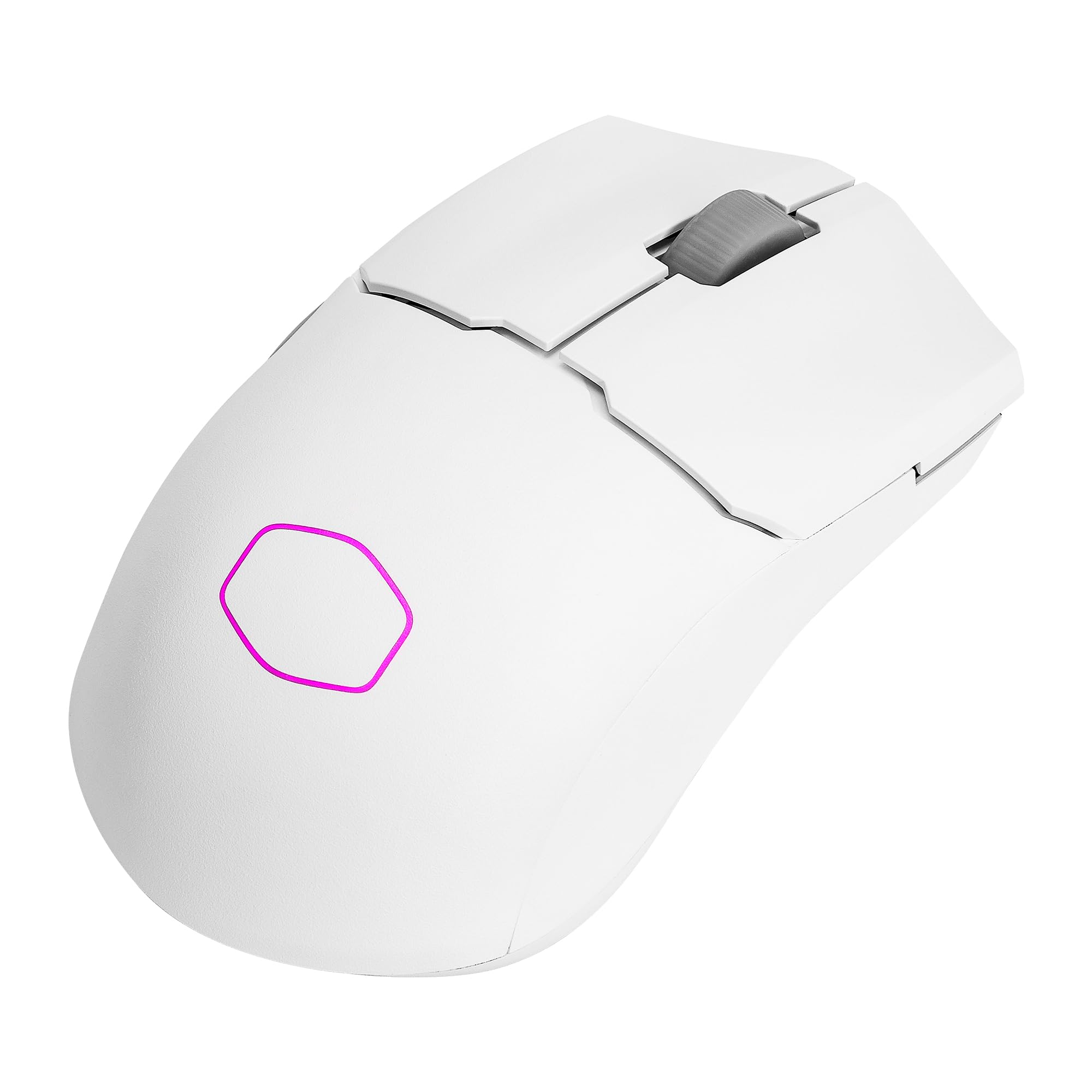 Cooler Master MM712 Wireless Gaming Mouse White with Adjustable 19,000 DPI, 2.4GHz and Bluetooth, Ultraweave Cable, PTFE Feet, RGB Lighting and MasterPlus+ Software