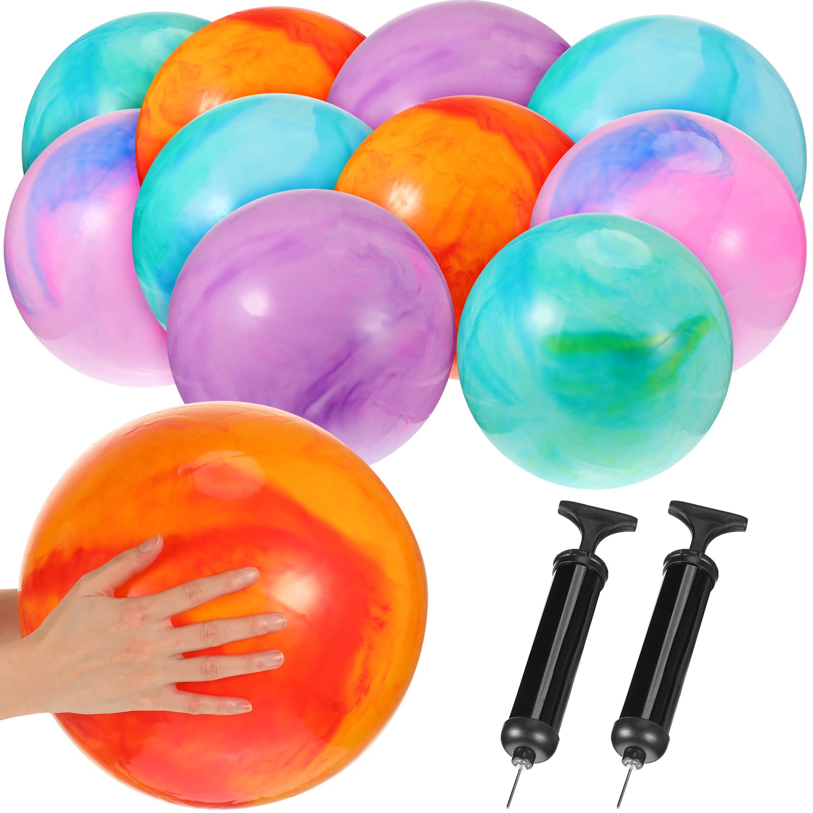 Jerify 18 Inch Fun Bouncy Balls 15 Pcs Rubber Inflatable Kick Ball Bouncing Sensory Balls with Hand Air Pump for Park Backyard Beach Indoor Outdoor Games Party Favors