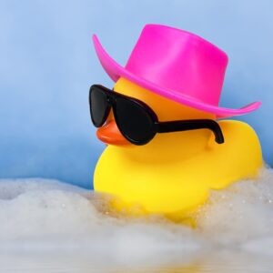 Cowboy Duck with Hat and Sunglasses Mini Duckies Toys for Birthday Swimming Party Gift Favor (Design A)