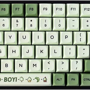 BOYI TK96 RGB Hot Swappable Wireless Matcha Keyboard,2.4Ghz/Bluetooth 5.0/Wired Keyboard N-Key Rollover Custom Gateron Yellow Switch Ergonomic Full Size Keyboard Green Gaming Keyboard